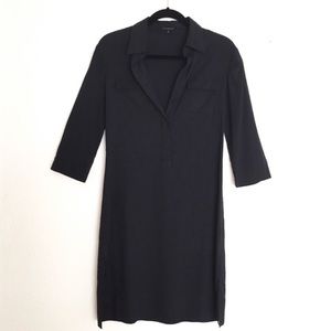 Theory- Black Linen collard dress